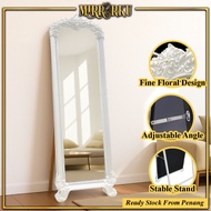 MIRRORKU Cermin Panjang Vintage European Putih Cermin Estetik Gantung Modern Klasik