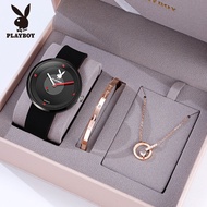 PLAYBOY นาฬิกา สำหรับผู้หญิงของแท้กันน้ำสายซิลิโคนลำลองสามสีเป็นตัวเลือกของผู้หญิงชุดนาฬิกาข้อมือ นา