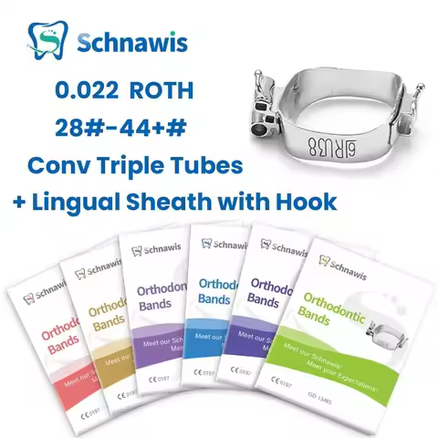 4Pcs U3/L2 Dental Orthodontic Bands Prewelded Triple Tubes Conv Buccal Tube +Lingual Sheath With Hoo