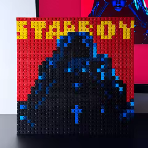T-The Weeknd Album Cover MOC Building Blocks Mosaic Pixel Art Brick Painting Wall Art Living Room De