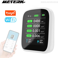 Meterk Tuya PM2.5 PM1.0 8in1มีเตอร์วัดคุณภาพอากาศแบบพกพาไวไฟ PM10 CO2ตัวตรวจจับคาร์บอนไดออกไซด์หน้าจ