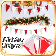MERAH 80 Meters Triangle Flag Red and White Triangle Flag/ Outdoor Red and White Triangle Flag/ Fabr