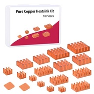 52Pi 18PCS Pure Copper Heatsinks for Raspberry Pi 5/ Pi 4B, CPU Cooler Heatsinks with Thermal Conduc
