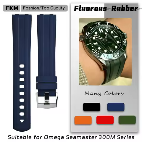 20mm FKM Fluorous Rubber Top Quality Watch Strap for Omega 42mm Seamaster Diver 300M Aqua Terra Spee