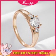 Loverjojo Wbmqda Sparkling Natural White Zircon Ring For Women 585 Rose Gold Color Luxury Romantic W