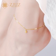 ZJUZ18K สร้อยข้อเท้าทองแท้ AU750สร้อยข้อเท้ารูปหัวใจเรียบง่ายแฟชั่นสร้อยข้อเท้าทองของขวัญ520