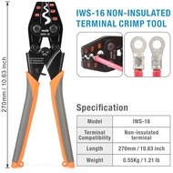 Iwiss Non-Insulated Terminal Crimping Tool, Ratchet Tool AWG 22-6, Copper Butt Connector, Connector 