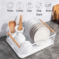Stainless Steel Effectively Prevents Rust Dish Rack Rak Pinggan Dish Drainer kitchen Single Tier Plate Rack Waterproof