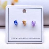 青金石菊化玉化石紫龍晶耳釘混搭多寶碎石珊瑚玉拼色迷你耳骨釘