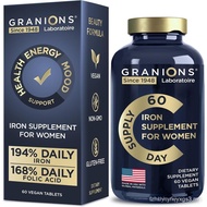 Granions Vegan Iron Supplements for Women - 194% Daily Womens Iron Supplement for Pregnancy and Anem