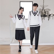 Preppy Style School Uniform Suit Middle School High School Student Korean College British Sweater Ve