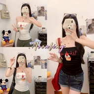 Moonling Strapless T-Shirt With Black And White Dessert Pattern Detailed Love Figure *FY1804*