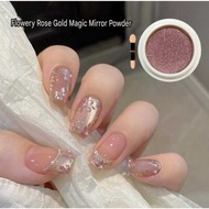 (JJ) mirror chrome rose gold and lime green solid form nail art deco