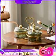 magideal Decorative Heart-Shaped Candy Dish Versatile 3-Compartment Snack Server Compact Three-Compa