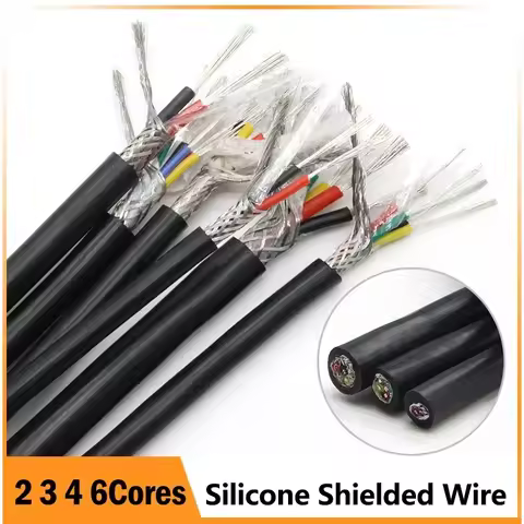 Silicone Rubber Shielded Wire 22 20 18 17 15 13 AWG Flexible Cable 2 3 4 6 Cores Insulated Tinned Co