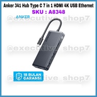 Anker 341 Hub Type C 7 in 1 HDMI 4K USB Ethernet - SKU: A8348 - 18 Months Official Warranty