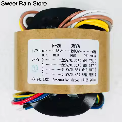 1PC 35W Sec Voltage 220V x2 + 6.3V x2 R-Core Transformer for TUBE preamp DAC amp diy audio transform