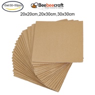 BeeBeecraft 30~50pcs 0r 10sheet  Burlywood Corrugated Cardboard Stiffener Pads Protective Sheets Boards -  Square/Rectangle for Packing Mailing Arts and Crafts