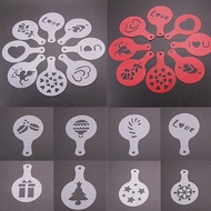 【BH】8Pcs Coffee Mold Christmas Pattern Portable Plastic Latte Coffee Decorating Stencil for Coffee S