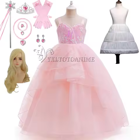 in stock Wicked Glinda Cosplay Costume Pink Wedding Princess Evening Dress Costume Halloween Costume