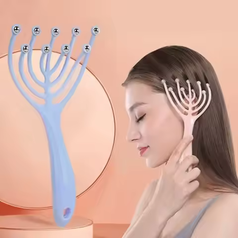 Head Massager Scalp Neck Comb Roller Five Finger 9 Claws Steel Ball Hand Held Relax Spa Hair Care fo