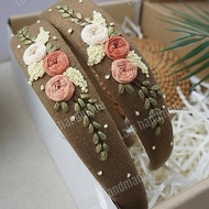 [La26-09 brown] linen hairband size 3cm/ lovely handmade hairband