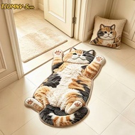 TIOMNV56H4 Home Decor Carpet, Non-Slip Easy to Clean Cat-Shaped Area Rug, Soft 2D Anti-fouling Carto