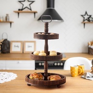 [qhddfyt] Wooden Cake Stand Candy Plate Multifunctional Dessert Stand Round Cake for