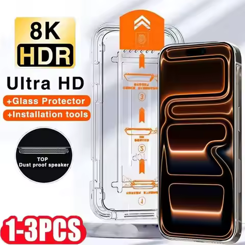 1-3PCS 8K Tempered Glass For iPhone 17 16 15 13 12 14 11 Pro Max Plus Mini 16E Oleophobic Coating 9H