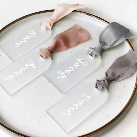 Blank Frosted Acrylic Place Card Arch Luggage Tags Wedding Guest Escort Name Card Gift Tag Reserved 