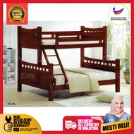 Queen / King + Single Size Fully Solid Wood Double Decker Bed Frame/ Wooden Bedframe / Wooden Bed Bed / Adult Bedframe / Large Bed / Homestay Bed / Master Bedroom Bed / Katil Kayu by IFURNITURE