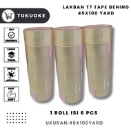 [1 ROLL=6PCS] CLEAR TAPE 45x100 || SOLASI PACKING T777 Fragile Tape 45x100 yards