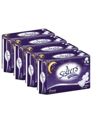 Sisters  Sanitary Napkin Perforated Cottony Overnight (4's, Bundle of 4)