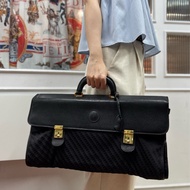 Gucci 摺疊手提行李包 旅行包 黑色 拼接皮革 暗花