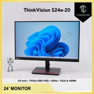 Lenovo ThinkVision S24e-20 23.8 Inch Widescreen LED VA Panel Display HDMI VGA Refurbished Monitor (U