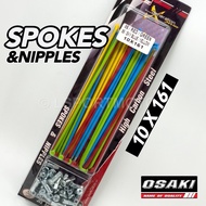 OSAKI SPOKES & NIPPLES (COLOURFULL) 10X161 RANTING LIDI RIM SPOKE ALLOY RIMS BATANG MOTORCYCLE UNIVE