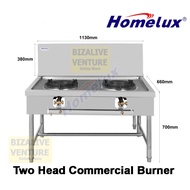 Homelux 2 Head Commercial Burner + Stand | High Pressure Gas Stove Burner | Gas Burner | High Pressure Dapur Gas Masak