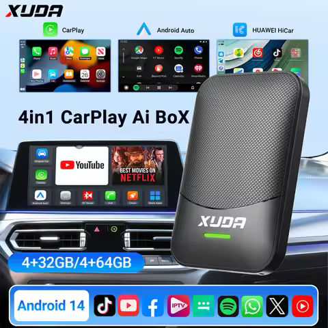 XUDA NEW 4in1 Carplay Ai Box Android 14 Carplay Android Auto, HiCar four systems can be switched at 