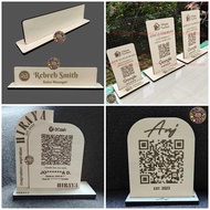 Wooden QR Code Display with Stand QR Code Stand Personalized Engraving for for Gcash, BDO, BPI, IG, 