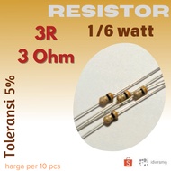 R Resistor 3R 3 R Ohm 1/6w 3ohm 3Rohm 1/6 watt 5%