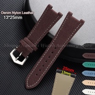 13*25mm Concave Denim Nylon Leather Watch Strap for Patek Nautilus 5711 5712 5726 5980 Replace Watch