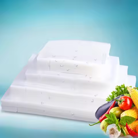 100Pcs Clear Transparent Vacuum Sealer Bags Food Storage Pouches for Meat Fish Fruits Heat Sealable 