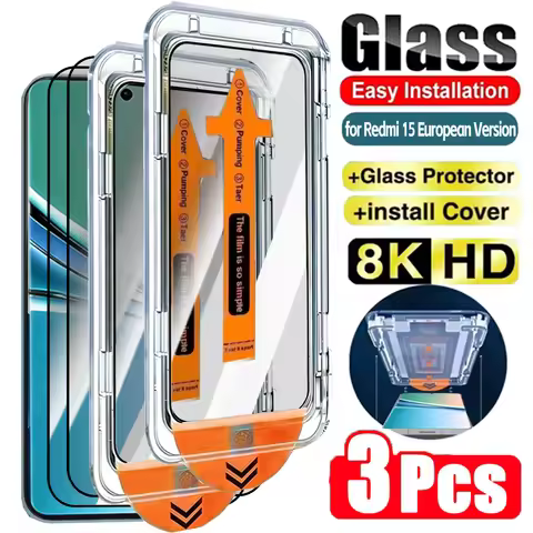 3-1PACK for Redmi 15/15C European Version HD Clear Tempered Glass Screen Protector Easy Installation