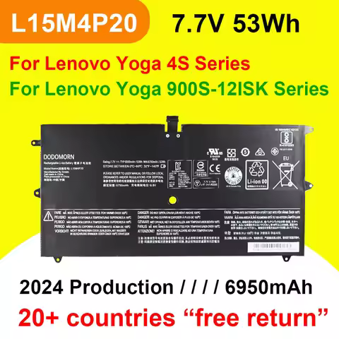 Laptop Battery L15M4P20 L15L4P20 For Lenovo Yoga 900S-12ISK 80ML,4S Series 7.7V 53Wh 6950mAh Recharg