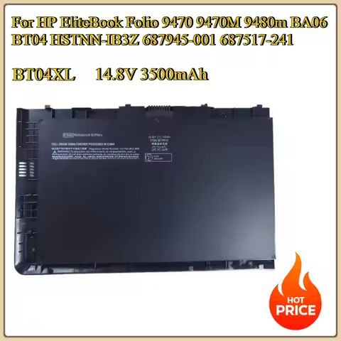 New BT04XL Replacement Battery 14.8V 3500mAh for HP EliteBook Folio 9470 9470M 9480m BA06 BT04 HSTNN