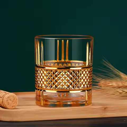 European-style luxury Phnom Penh Whiskey Cup with high sense of home master hand-painted gold glass