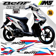 Decal Sticker Striping Variasi Beat Karbu 2008-2013 Beat Carburator Honda Beat 110 Old/Lama Beat Icon Beat Karbu Proper |Decal Semi Fullbody Beat Karbu Sticker Lis Beat Karbu Striping Variasi Thailand/Thailook Beat Karbu Putih Pink ³