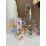 gelas plastik gelas oz gelas motif buah ukuran 14 dan 16 oz merek starindo 1 dus isi 1000 gelas tida