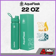 ◶ ∏ ♣ AQUAFLASK (22 OZ) Wide Mouth with Spout Lid Vacuum Insulated Stainless Steel Drinking