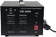Step Up &amp; Down Transformer 2000W, 220V to 110V, 110V to 220V Voltage Converter Transformer w/5V USB Outlets Ports, PC &amp; Appliances Uninterruptible Power Supply Outlet Accessory (2000W)
